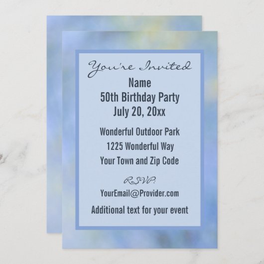 Lässiges Abstrakt-blaugelbes Muster Einladung (Vorne/Hinten)