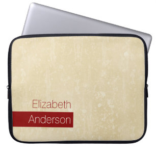 Lässiges Beige und einfache Rot-Grunge mit Namen Laptopschutzhülle