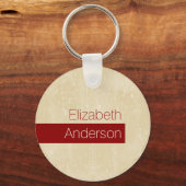 Lässiges Beige und einfache Rot-Grunge mit Namen Schlüsselanhänger (Vorderseite)