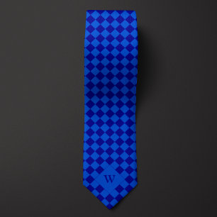 Lässiges blaues kariertes Monogramm Krawatte
