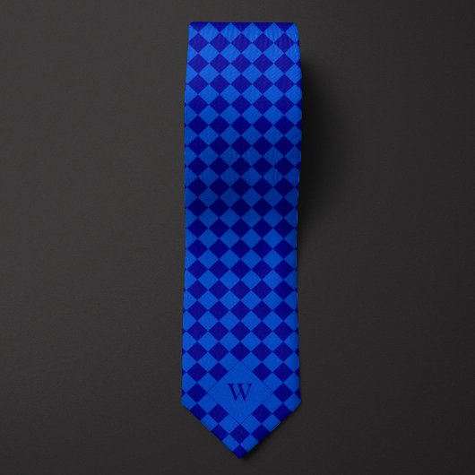 Lässiges blaues kariertes Monogramm Krawatte