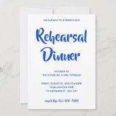 Lässiges Blue Script | Probe Dinner Einladung (Vorderseite)