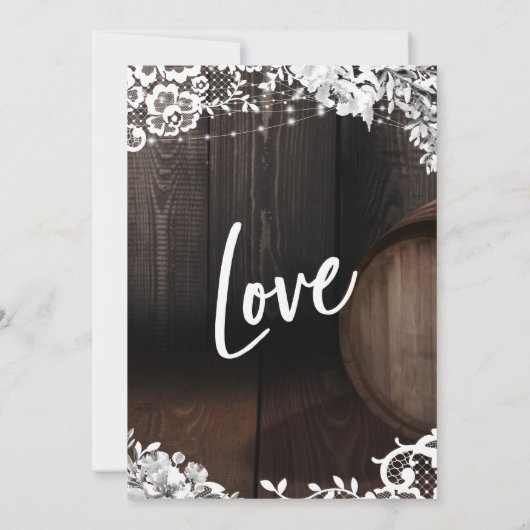 Lässiges Brautparty Eichenholzbeleuchtung & Blume Einladung (Rückseite)