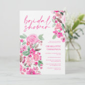 Lässiges Brautparty mit rosa Blumenschrift Einladung (Stehend Vorderseite)