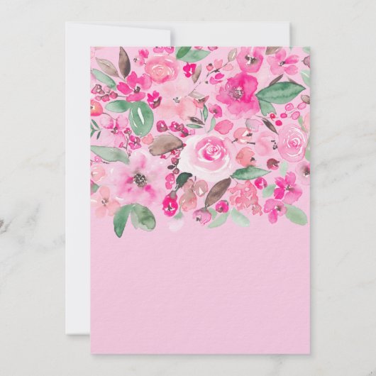 Lässiges Brautparty mit rosa Blumenschrift Einladung (Rückseite)