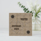 Lässiges Burlap-Party zum 50. Jubiläum Einladung (Stehend Vorderseite)