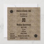 Lässiges Burlap-Party zum 50. Jubiläum Einladung (Rückseite)