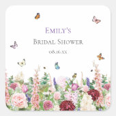 Lässiges Butterfly-Brautparty Quadratischer Aufkleber (Vorderseite)