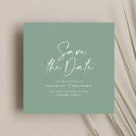 Lässiges Drehbuch bei der Grünen Typografie Save The Date<br><div class="desc">Lässiges Skript sage grüne Typografie Hochzeit speichern Sie das Datum Ankündigung.</div>