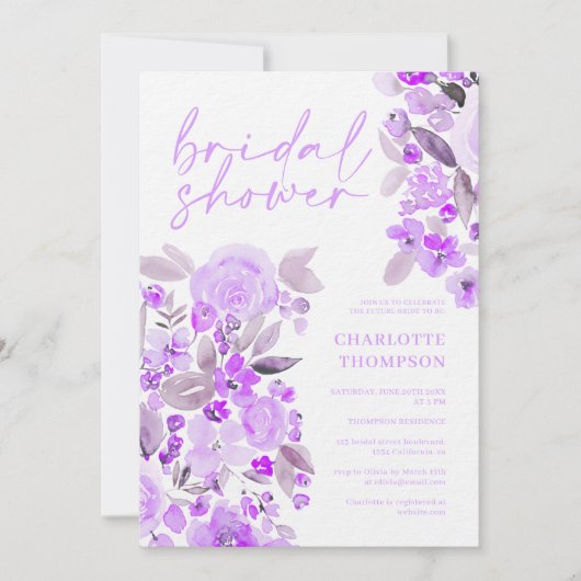 Lässiges Drehbuch-Brautparty für Lavender Einladung (Vorderseite)