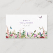 Lässiges elegantes Brautparty mit Blumen und Schme Platzkarte (Rückseite)