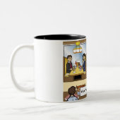 Lässiges Essen Cartoon von PrintedPerfection Zweifarbige Tasse (Links)