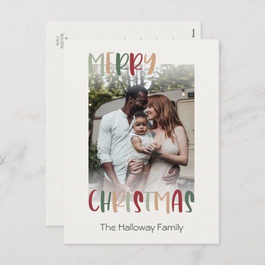 Lässiges, farbiges Weihnachtsfest verblasstes Foto Feiertagspostkarte (Vorne/Hinten)
