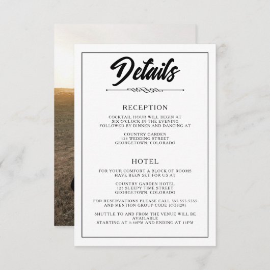 Lässiges Foto Begleitkarte (Vorne/Hinten)