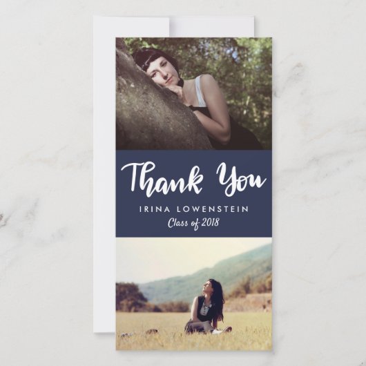 Lässiges Foto des Absolvent-zwei danken Ihnen Dankeskarte (Vorderseite)