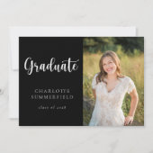 Lässiges Foto für Schwarzweiß-Skripte | ABSCHLUSS Einladung (Vorderseite)