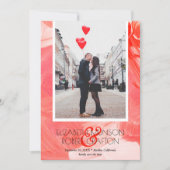 Lässiges Foto Hochzeit Rot Save the Date (Vorderseite)