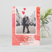 Lässiges Foto Hochzeit Rot Save the Date (Stehend Vorderseite)