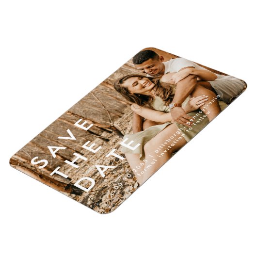 Lässiges Foto Hochzeitsschreiben im weißen Text sp Magnet (Linke Seite)