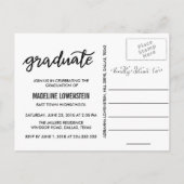 Lässiges Graduiertenskript Drei Foto Einladungspostkarte (Rückseite)