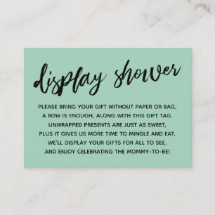 Lässiges Green Display Baby Dusche ohne Geschenkwr Begleitkarte