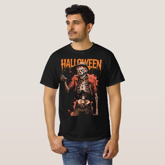Lässiges Halloween Skeleton Rosary T-Shirt (Vorne ganz)