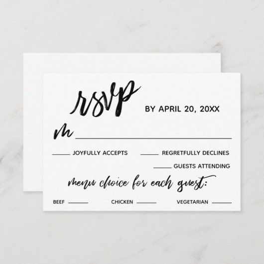 Lässiges Händeschreiben RSVP Karte (Vorne/Hinten)