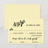 Lässiges Handschriftenmenü Wahl für hellgelben UAW RSVP Karte (Vorne/Hinten)