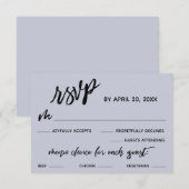 Lässiges Handwriting Menü Auswahl Dusty Blue UAWG RSVP Karte (Vorne/Hinten)