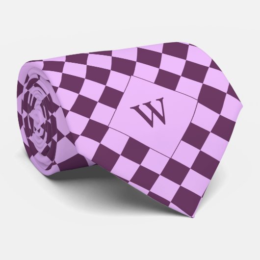 Lässiges Lila geprüftes Monogramm Krawatte (Gerollt)