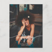 Lässiges Merry Script Foto Holiday Modern Postkarte (Vorderseite)