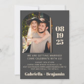 Lässiges Minimalistisches Foto Schwarz-weiß Hochze Einladung (Vorderseite)