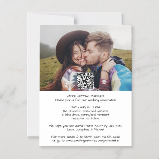 Lässiges, modernes All-in-One QR-UAWG-Hochzeit Magneteinladung (Vorderseite)