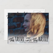 Lässiges Niedliches Script Graduate Black Typograf Einladungspostkarte (Vorne/Hinten)