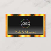 Lässiges Orange Frame Schwarz Logo hinzufügen Luxu Visitenkarte (Vorderseite)