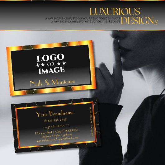 Lässiges Orange Frame Schwarz Logo hinzufügen Luxu Visitenkarte