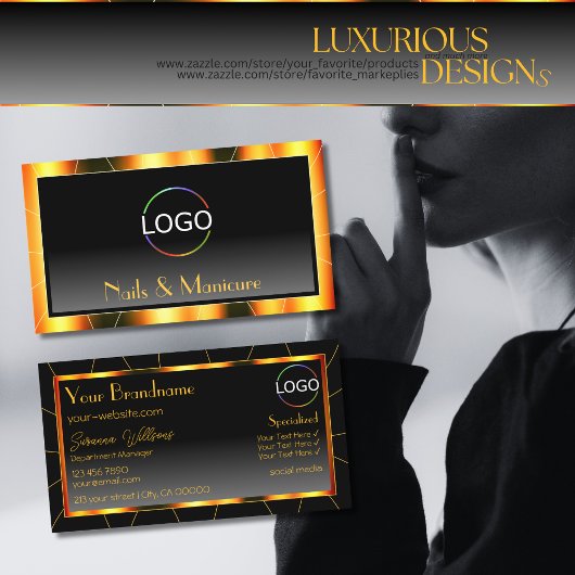 Lässiges Orange Frame Schwarz Logo hinzufügen Luxu Visitenkarte