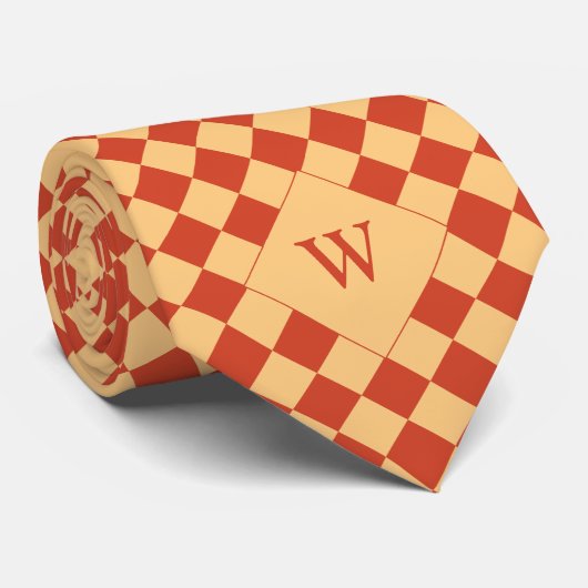Lässiges Orange-geprüftes Monogramm Krawatte (Gerollt)