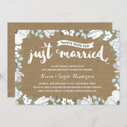 Lässiges Party zum 20. Hochzeitstag Einladung (Vorne/Hinten)