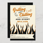 Lässiges Retro-GRILLEN-Grill-Party für das Grillen Einladung (Vorne/Hinten)