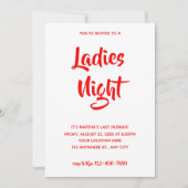 Lässiges Rot| Ladys Night Brautparty Einladung (Vorderseite)
