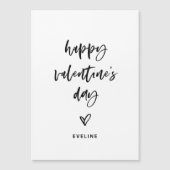 Lässiges Schwarz-Weiß-Script und Herzvalentine Magneteinladung (Vorderseite)