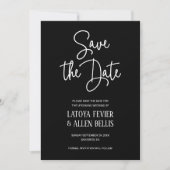 Lässiges Schwarz-weißes Schreiben Save the Date Ho Einladung (Vorderseite)
