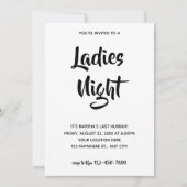 Lässiges Schwarzes Skript | Ladys Night Brautparty Einladung (Vorderseite)