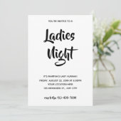 Lässiges Schwarzes Skript | Ladys Night Brautparty Einladung (Stehend Vorderseite)