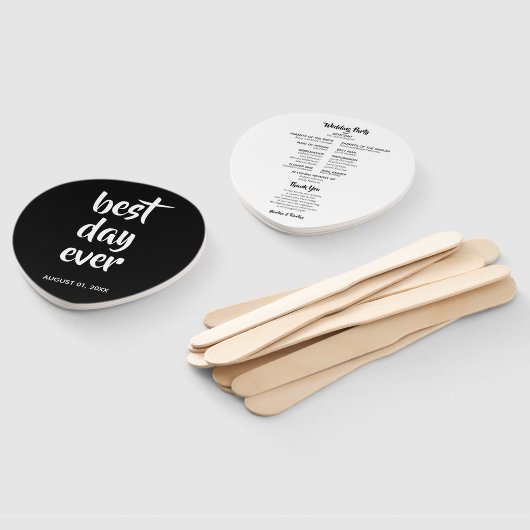 Lässiges Schwarzes Skript | Typografie Wedding Fan Fächer (Non-assembled)