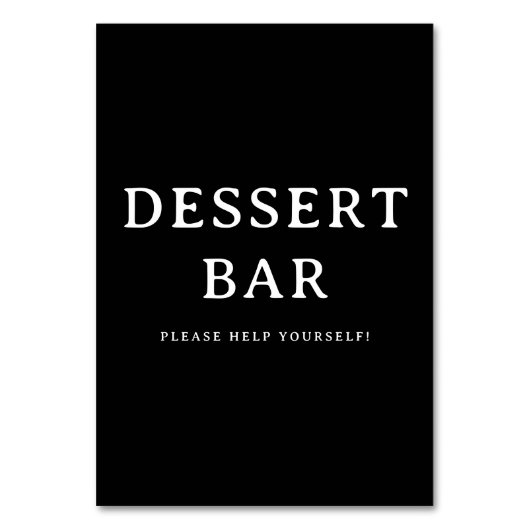 Lassiges schwarzes typografisches Dessertbar-Schil Tischnummer (Vorderseite)