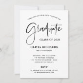 Lässiges Schwarzweiß-Skript | Grad Party Einladung (Vorderseite)