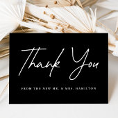 Lässiges Script Black Wedding Dankeskarte