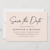 Lässiges Script Blush-Foto Save The Date (Vorderseite)